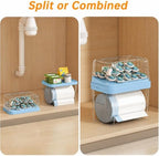 2-in-1 Trash Bag Holder Laundry & Dishwasher Pods Container,Garbage Bag Dispenser with Removable Lids,Kitchen Organizer and Under Sink Storage Box (Blue) - Image 5