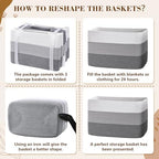 Baskets for Organizing,Storage Baskets,3 Pack Baskets for Shelfves,15"×10"×9" Woven Grey Basket,toy storage bins,bins for organization - Image 6