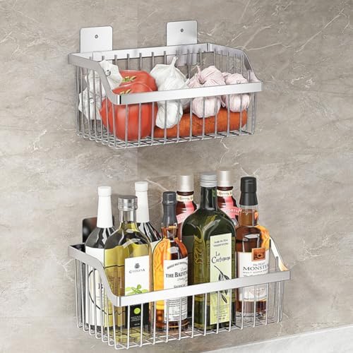 Metal Wire Hanging Basket, SUS304 Stainless Steel, 4-Pack Hanging Wall Organizer Basket, Wall Mounted Shelves, Organizing Baskets for Home Kitchen, Bathroom, Pantry Utility - Image 6