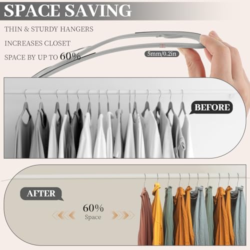 LemonRoad 50 Pack Short Neck Hangers Plastic Non-Slip, Dark Gray Light Gray - Image 6