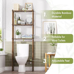 AmazerBath Bamboo Over The Toilet Storage Shelf, 3-Tier Over Toilet Bathroom Organizer Rack, Bathroom Shelves Over Toilet, Space Saver, Walnut Brown - Image 4