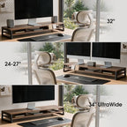 Fenge Dual Monitor Riser for Desk, Open Shelf with 3 Storage Compartments - Image 5