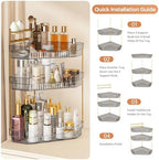 Corner Bathroom Counter Organizer with Makeup Brush Holder & Toothbrush Holders, Makeup Organizer for Vanity Countertop, Acrylic Skincare Storage Shelf (Grey, 3-Tier) - Image 5