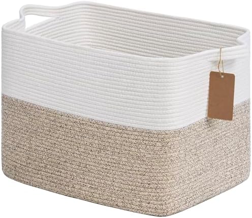 Goodpick 50L Large Woven Rope Storage Basket, Rectangle, Light Brown by Goodpick