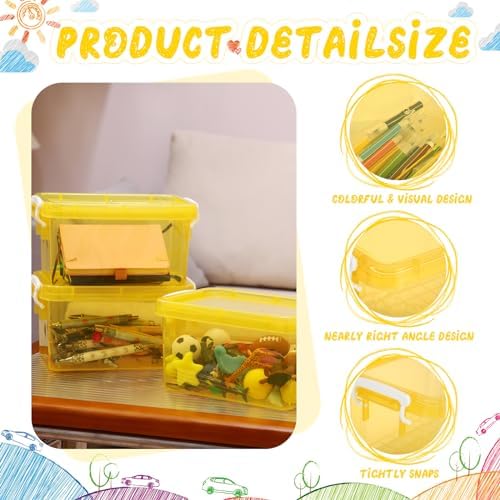 Wenqik 6 Pack Colorful Plastic Storage Bins with Lids, Yellow - Image 3