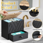 Tampon Holder for Bathroom Decor, Feminine Product Organizer with Lid and Drawer, Shark Week Tampon Storage, Wood Pad and Tampon Organizer for Toilet Organizer, Bathroom Accessories Box for Girl Stuff - Image 5