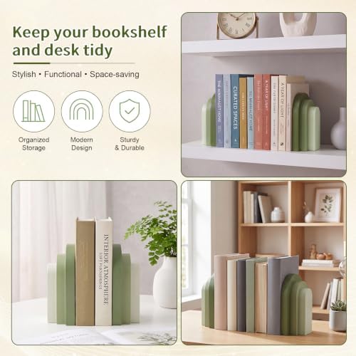 Lineshading 2 Pcs Boho Arch Bookends, Heavy Duty Book Ends for Shelves - Image 6