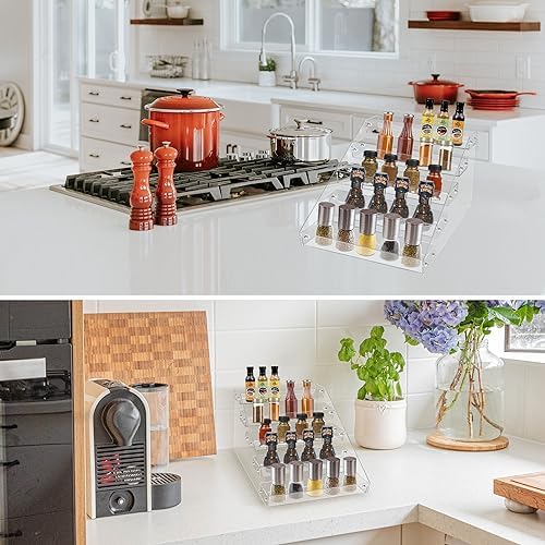 2-pack Spice Rack, 5-tier Clear Acrylic Vertical Shelves Organizer for Countertop, Cabinet, Pantry, Kitchen Organization & Storage - Image 5