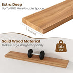 Floating Shelves for Wall, 40"Wx8"D Rustic Solid Elm Wood Floating Shelves Wall Mounted, Round Edge Wall Shelves with Invisible Bracket for Living Room Bathroom Bedroom Kitchen, Set of 2, Natural - Image 5