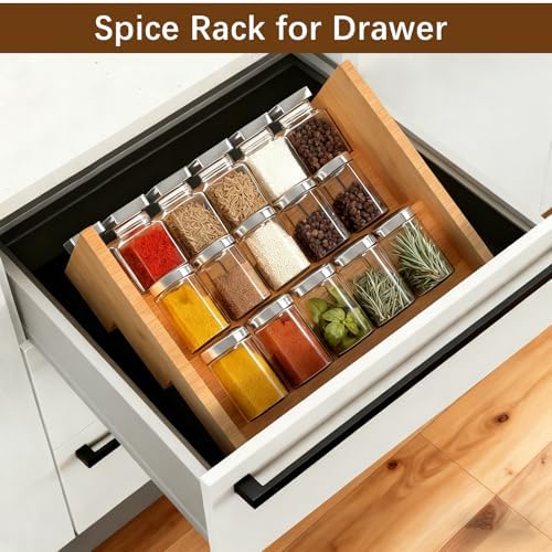 2 Pack 3 Tier Bamboo Spice Rack Organizer for Kitchen Countertop or Cabinet - Image 5