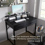 Pamray 32 Inch Small Computer Desk with Monitor Stand and 2 Drawers - Image 4