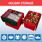 Akro-Mils KeepBox 12 Gal Storage Box, Lid Attached, Stackable, Red/Green - Image 4