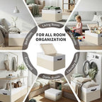 2 Pack EXTRA LARGE Blanket Storage Baskets with Lids, 22”x16”x12” Closet Organizers Bins for Clothes Towel/ Toy Storage Box with Lid Handles/ Stackable Decorative Fabric Bins for Living Room, Nursery - Image 4