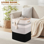80L Large Cotton Rope Laundry Basket for Bedroom & Laundry Room, Tall Clothes Hamper with Sturdy Handles, Neutral Storage Bin Capable of Holding Blankets and Toys - Image 6