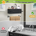 Hair Tool Organizer Wall Mount With 2 Towel Bars, Wood Hot Tools Holder, Rustic Bathroom Blow Dryer Holder For Decor, Flat Iron, Curling Wand, Brushes (Black) - Image 5