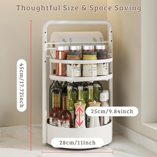 Rotating Spice Rack with Paper Towel Holder, White - Image 5