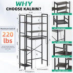Kalrin 8-Tier Over The Toilet Storage with Side Rack, Over Toilet Storage Rack with Adjustable Shelf & Drain Basket, Freestanding Bathroom Organizer for Balcony, Laundry (Modern Grey) - Image 2