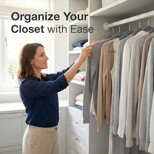 HOUSE DAY Grey Plastic Hangers 50 Pack - Ultra-Thin Heavy Duty Non-Velvet - Image 7