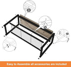 HOMEFORT 2 Tiers Shoe Bench, Retro Industrial Shoe Storage Bench with Mesh Shelf and Sturdy Metal Frame, Metal Shoe Rack Bench for Hallway, Mudroom, Living Room, Washed Gray - Image 6