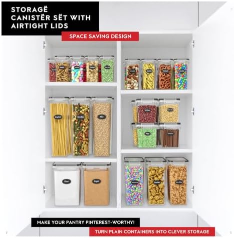 DWËLLZA KITCHEN Airtight Food Storage Containers Set of 8 Pieces 2L - Plastic BPA Free Kitchen Pantry Storage Containers - Dishwasher Safe - Include 8 Labels and Marker - Image 7