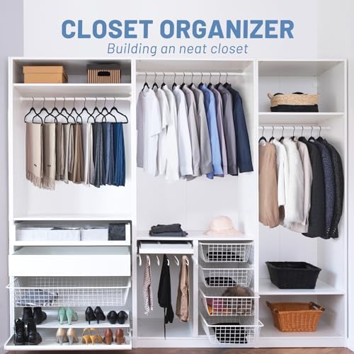 HOUSE DAY Black Velvet Hangers 240 Pack, Non Slip Felt Hanger +Black Hook - Image 7