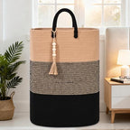 Woven Laundry Basket for Clothes, 80 L Large Rectangle Laundry Hampers with Beads Tassel, Nursery Storage Basket for Toys, Tall Dirty Clothes Hamper for Bedroom Aesthetic, Laundry Room Organization - Image 3