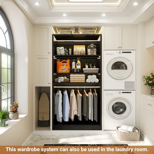 Unikito 3FT Closet System with 2 Hanging Rods & Adjustable Shelves, Black - Image 6