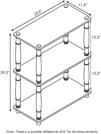 Furinno TURN-N-TUBE Storage Shelves, 3-Tier Book Shelf, Corner Shelf, Toolless Open Shelves, for Organization and Storage, Living Room, Garage, Home Office, Columbia Walnut - Image 3
