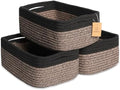 NaturalCozy 11.8"x8"x4.5” Rectangle Storage Baskets for Shelves 3 Pack | Cotton Rope Woven Small Baskets for Organizing | Small Storage Bins for Nursery, Bathroom, Closet, Shelf, Decorative, Gift by NaturalCozy