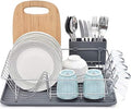 TOOLF Dish Rack, Large Capacity, Dish Drying Rack with Cutlery Holder, Removable Drip Tray, Cup Holder, Compact Kitchen Drainers for Countertop, Grey by TOOLF
