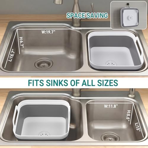 Yecuip Collapsible Baby Bottle Wash Basin w/Drying Rack & Drain Plug, Gray - Image 5