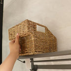 GYASVWU Seagrass Pantry Baskets for Organizing, Wicker Storage Baskets for High Shelves with Handles, Rattan Baskets for Home, Cabinet, Farmhouse, 2 Pack (Seagrass Color) - Image 7