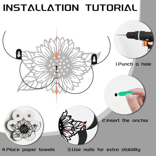 Sunflower Toilet Paper Holder Wall Mount/Stand for Extra 8 Rolls - Image 4