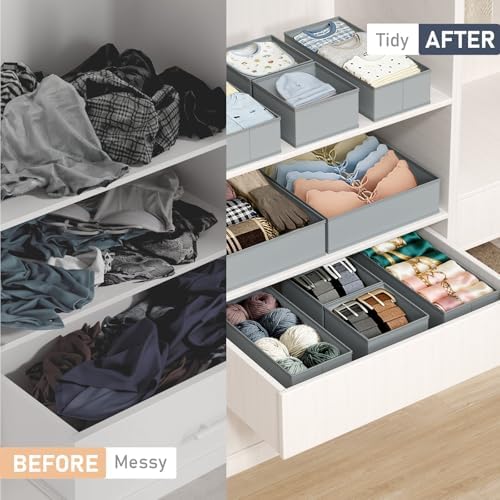 DIMJ Drawer Organizer Clothes- 26 Pack Baby Dresser Organizer for Nursery, Small Fabric Closet Drawer Organizer Bins for Underwears Socks, Foldable Storage Dividers Organization for Bedroom - Image 5