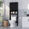 Over The Toilet Storage Cabinet for Bathroom, Black Bathroom Storage Over Toilet, Space Saver W/Adjustable Shelf and Open Shelf, Black by Meilocar
