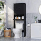 Over The Toilet Storage Cabinet for Bathroom, Black Bathroom Storage Over Toilet, Space Saver W/Adjustable Shelf and Open Shelf, Black by Meilocar