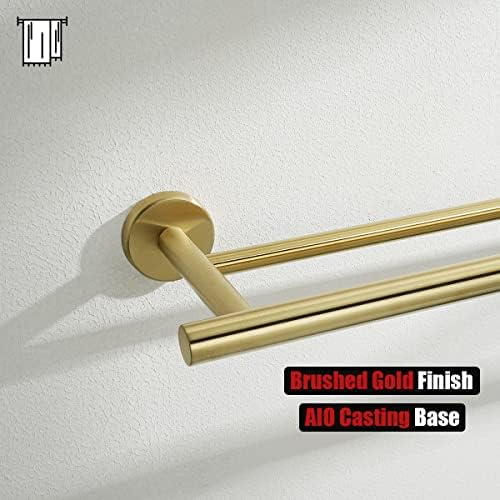 JQK Double Bath Towel Bar, Brushed Gold 33 Inch 304 Stainless Steel Thicken 0.8mm Towel Rack for Bathroom, Towel Holder Wall Mount, Useable Length 30 Inch, TB100L30-BG - Image 6