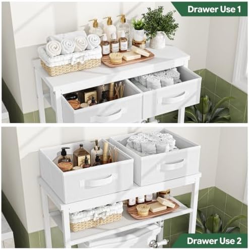 Simple Trending 2-Tier Over The Toilet Storage with 2 Fabric Drawers - Image 5