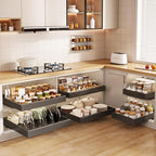 Seinloes 4 Pack Pull out Cabinet Organizer 21"Deep with Raising Pad for Framed Cabinets, Expandable Slide out Drawers for Kitchen Cabinets with 4pcs Divider Racks, Roll out Shelves 12.1"-20.4" W Black - Image 6