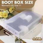 Sintuff 8 Pack Large Boot Storage Boxes with Lids for Tall Boots 20.5" x 11.8" x 4.5" Stackable Clear Plastic Shoe Organizer Container Space-saving Shoe Storage Box for Sneakers and High Heels - Image 2