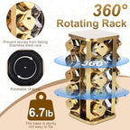 Kitchen stainless steel spice rack with 20 food grade glass cans-275 spice label-rotating vertical bracket and countertop seasoning rack cabinet tower storage rack (golden, 20) - Image 3