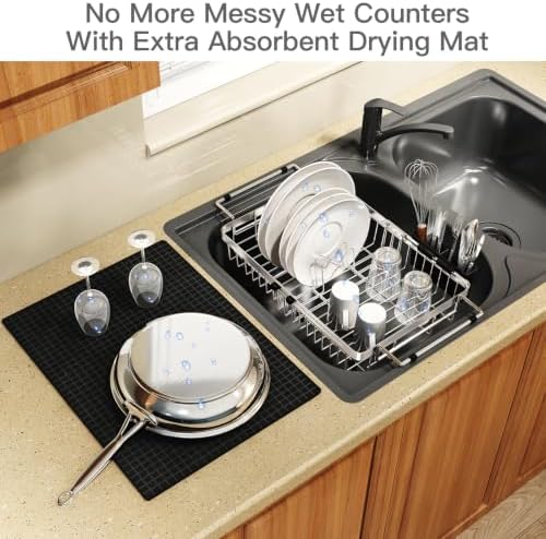 MAJALiS Expandable Dish Drying Rack Over Sink with Extra Drying Mat - Image 5