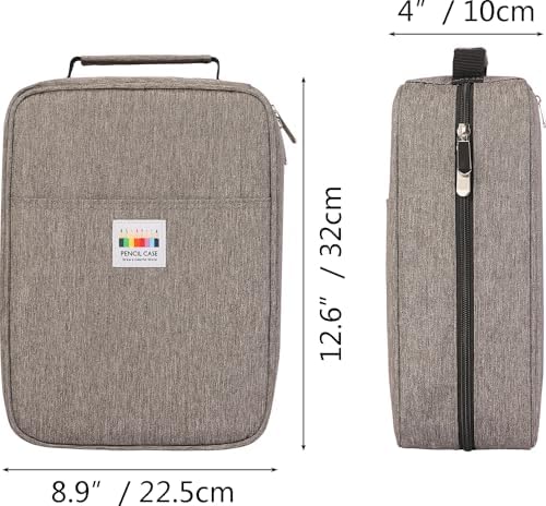JAKAGO 274 Slots Colored Pencil Case Large Capacity Pen Holder for Artist Painter Zipper Organizer Bag for Marker Highlighter Storage Case for Office Sketch Travel Supplies(Gray) - Image 2