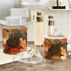 Orange Squirrel Leaves Falling Qtip Holder Waterproof Dustproof Apothecary Jars with Lids For Bathroom Cotton Swabs Makeup Sponges Floss Picks Bath Salts 2 Pack - Image 4