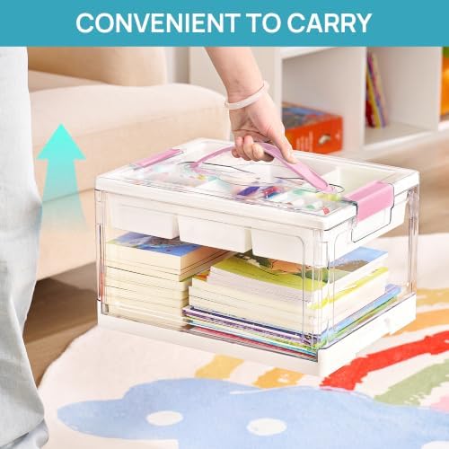 Vtopmart 24 QT Pink Clear Craft Organizer with Tray & Dividers, 1 Pack - Image 5