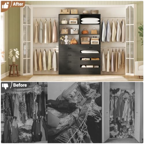 Aheaplus Closet System, 6-15Ft Custom Wood Closet Organizer with 8 Drawers - Image 5