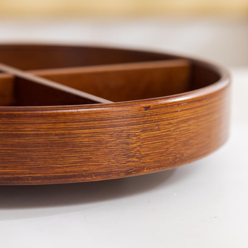 Bamboo Lazy Susan, 12'' Turntable Organizer with Removable Dividers - Image 5