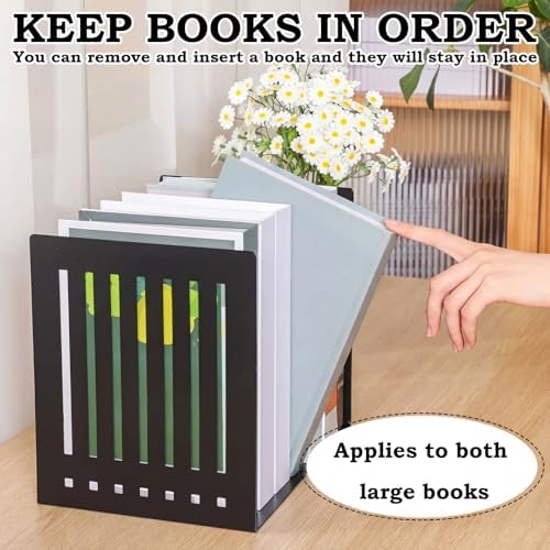 12 Pcs 10 Inch Heavy Duty Bookends Non-Skid Base, Black - Image 3