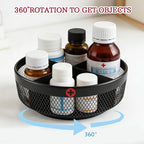Rotating Medicine Organizer, 11.4 in Lazy Susan Pill Bottle Organizer with 4 Divided Sections, Metal Mesh Turntable Storage Basket for Cabinet, Countertop, Bathroom, Vitamins, Supplements - Image 3