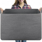 OIASKET 118L Extra Large Blanket Basket, 24.8" x 17.7" x 17.2" Woven Basket by OIASKET